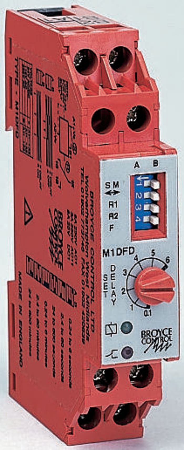 Broyce Control DIN Rail Mount Time Delay Relay, 24 → 240V ac/dc, 1-Contact, 0.24 → 600 s, 24 →