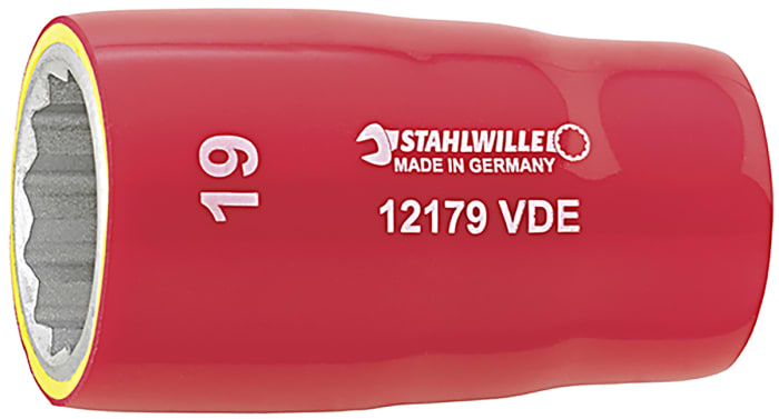 Vaso Bi-Hexágono STAHLWILLE 3370013 de 13mm con Hexagonal de 1/2 plg, aislado según VDE