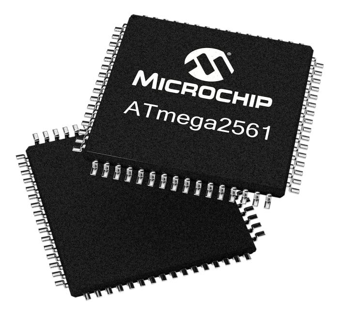 Microcontrolador Microchip ATMEGA2561-16AU, núcleo AVR de 8bit, RAM 8 kB, 16MHZ, TQFP de 64 pines