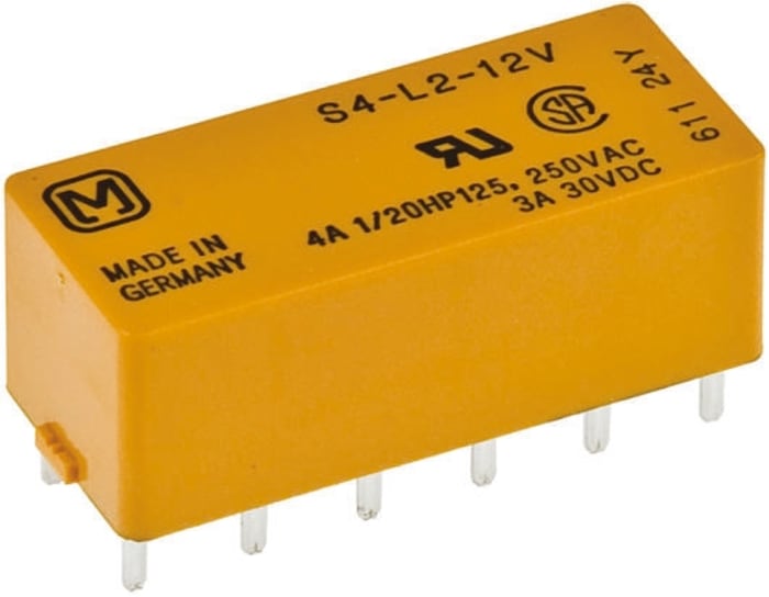 Relé s blokováním 4PST-NO Montáž na plošný spoj 12V dc