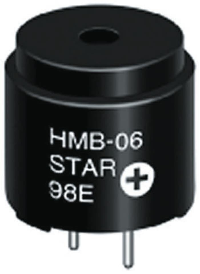 Star Micronics 90dB High & Continuous Internal Magnetic Buzzer Component, 16 (Dia.) x 14.5mm, 8V dc Min, 16V dc Max