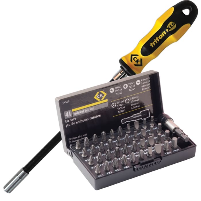 CK Driver Bit Set 41 Pieces, Hexagon, Phillips, Pozidriv, Slotted, Torx
