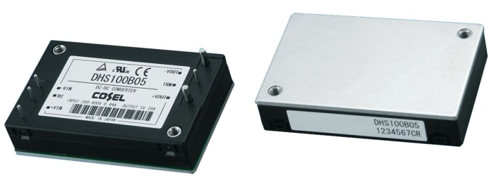 Cosel DHS Isolated DC-DC Converter, 24V dc/ 4.2A Output, 200 → 400 V dc Input, 100.8W, PCB Mount, +100°C Max