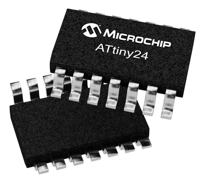 Microchip, 8bit AVR, ATtiny24 Microcontroller, 20MHz, 2 kB Flash, 14-Pin PDIP