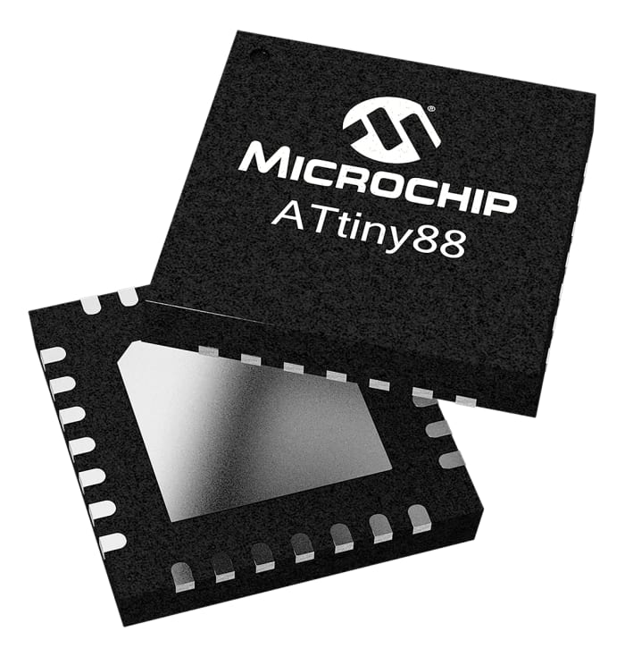 Microchip, 8bit AVR, ATtiny88 Microcontroller, 12MHz, 8 kB Flash, 28-Pin VQFN