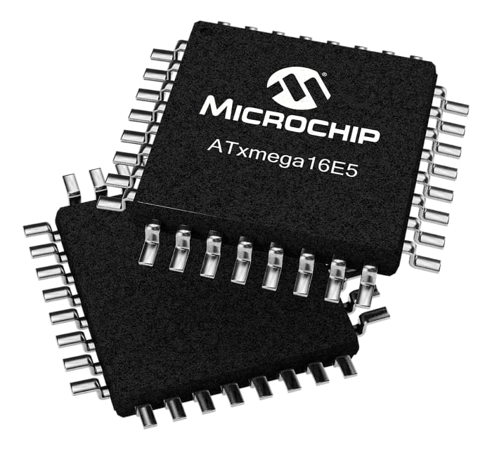Microcontrolador Microchip ATXMEGA16E5-AU, núcleo AVR de 8bit, RAM 2 kB, 32MHZ, TQFP de 32 pines
