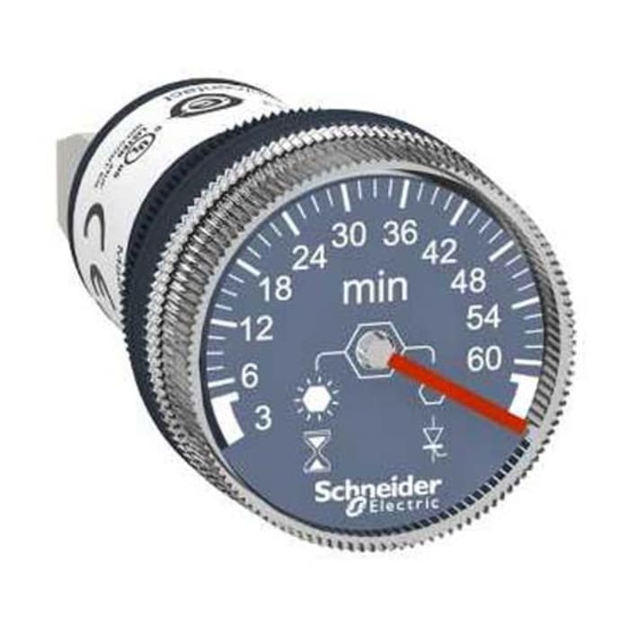 Schneider Electric Harmony XB5 Series Panel Mount Timer Relay, 110 → 230V ac/dc, 3 → 60min, 1-Function