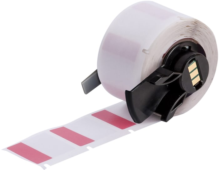 Brady B-427 Self-laminating Vinyl Red/Transparent Cable Labels, 25.40mm Width, 25.4mm Height, 250 Qty