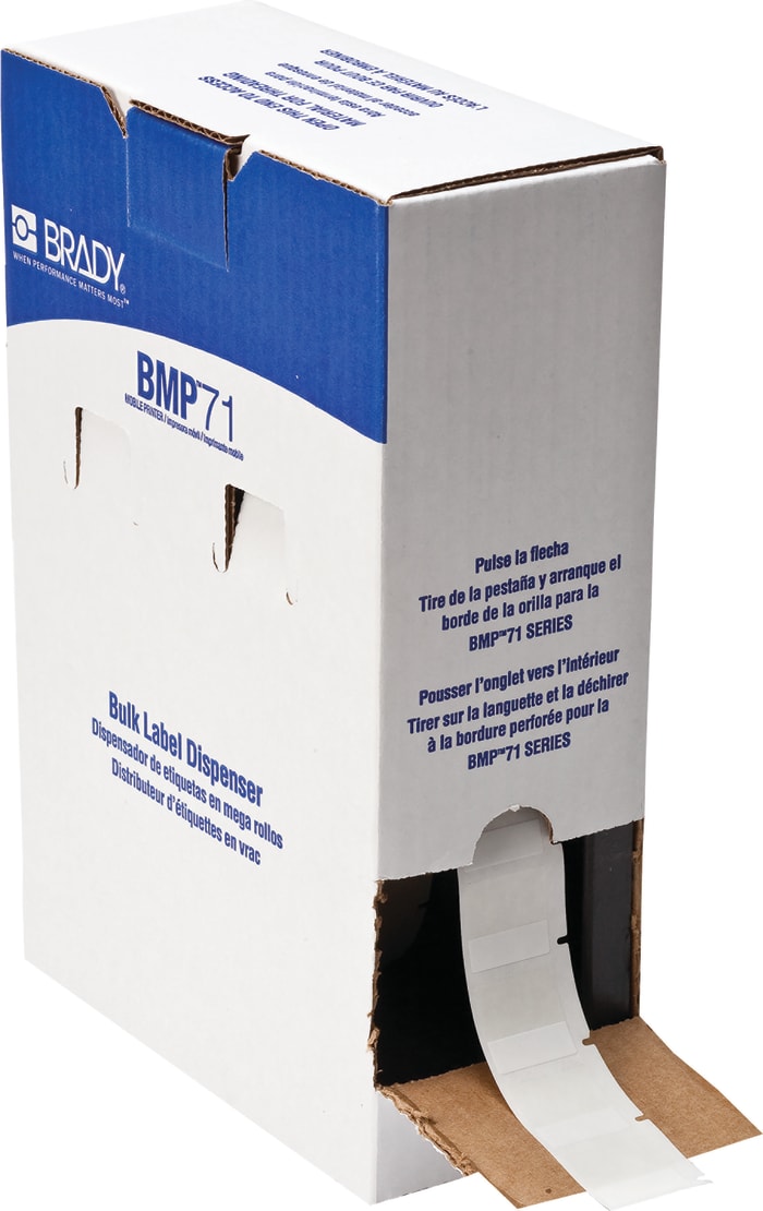 Brady B-427 Self-laminating Vinyl Transparent/White Cable Labels, 25.4mm Width, 25.4mm Height, 2500 Qty