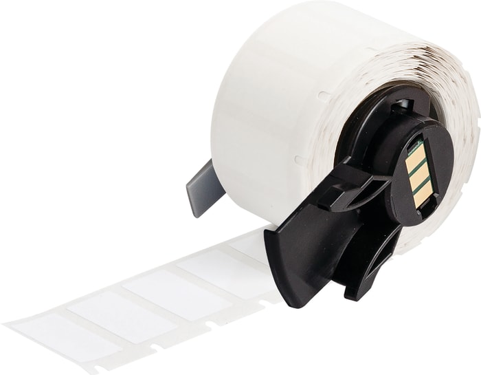 Brady B-498 Repositionable Vinyl Cloth White Cable Labels, 25.4mm Width, 12.7mm Height, 500 Qty