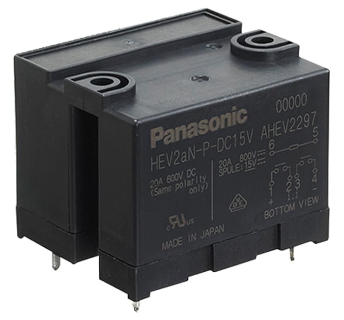 Relais de puissance Panasonic, 2 NO, bobine 24V c.c. Montage sur CI 1.92W
