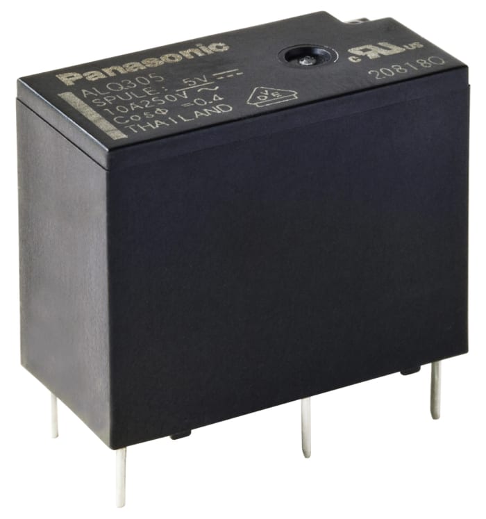Panasonic PCB Mount Power Relay, 5V dc Coil, 10A Switching Current, SPDT