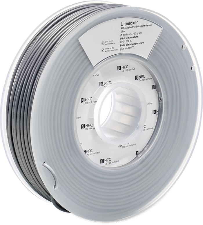 Filament pour imprimante 3D Ultimaker, ABS, Ø 2.85mm, Argent, 750g, FDM
