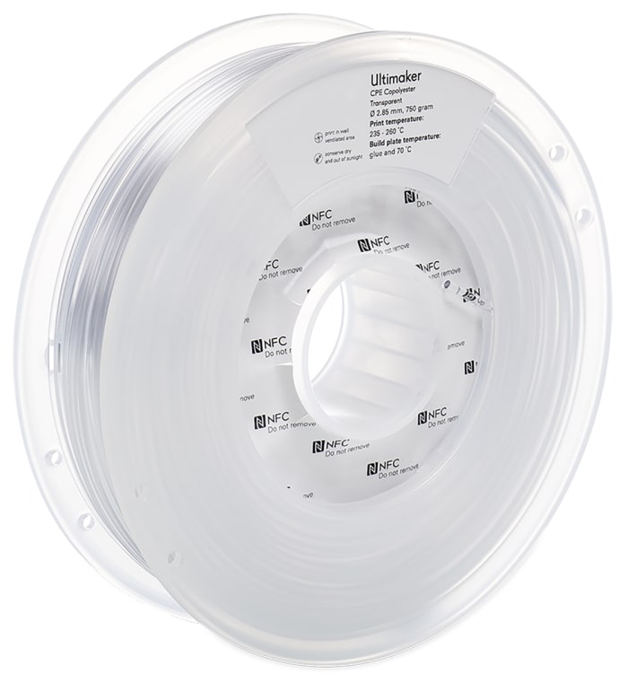 Ultimaker 2.85mm Transparent CPE 3D Printer Filament, 750g