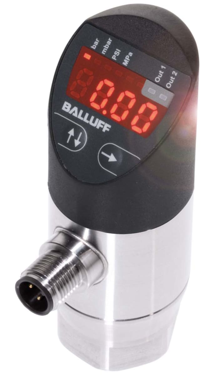 BALLUFF Pressure Sensor, 0bar Min, 250bar Max, 4 → 20 mA, Analogue, PNP-NO/NC Output
