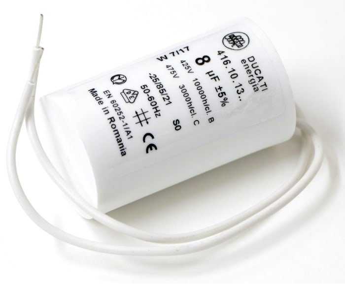 Ducati Energia 4.16.10 Polypropylene Film Capacitor, 450V ac, ±5%, 8μF, Plug In