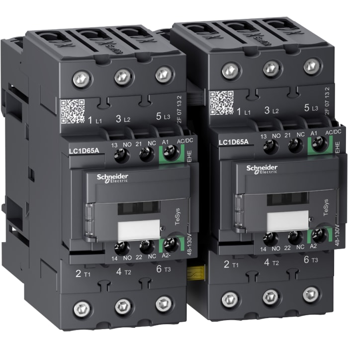 Schneider Electric LC2D Reversing Contactor, 110V ac/dc Coil, 3-Pole, 65 A, 30 kW 130V, 3 NO, 690V ac