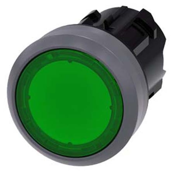 Siemens SIRIUS ACT Series Green Latching Push Button, 22mm Cutout, IP66, IP67, IP69K