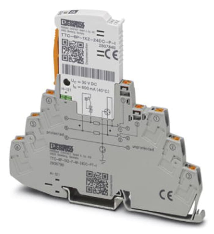 Phoenix Contact, TTC-6P-1X2-F-M-24DC-PT-I Surge Protector 30 V dc Maximum Voltage Rating 10kA Maximum Surge Current