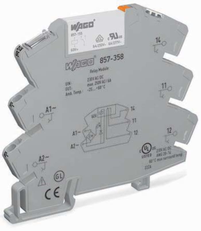 WAGO Interface Relay, DIN Rail Mount, 24V ac/dc Coil, 1-Pole