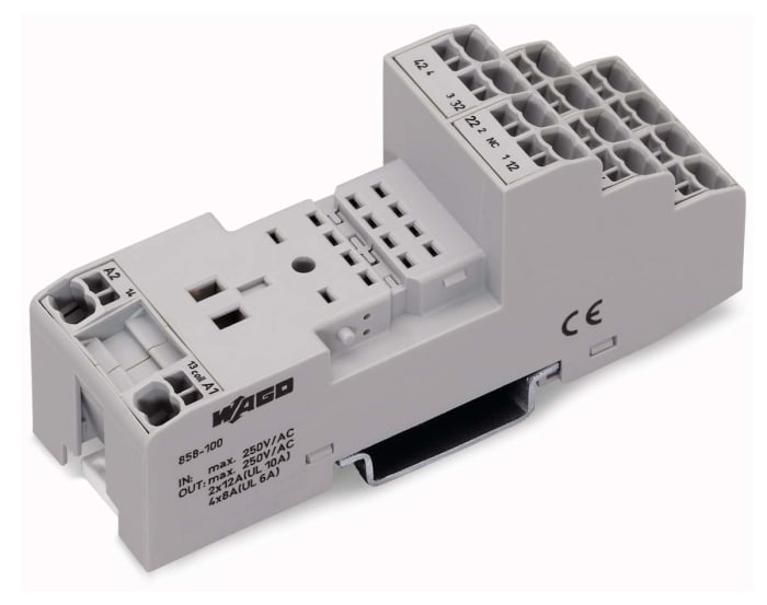 858100 Wago Wago Relay Socket for use with Relay 14 Pin, DIN Rail