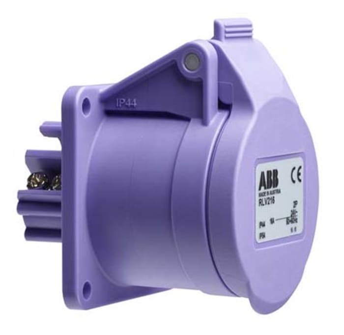Amphenol Industrial, Easy & Safe IP44 Purple Panel Mount 2P Industrial Power Socket, Rated At 16A, 20 → 25 V
