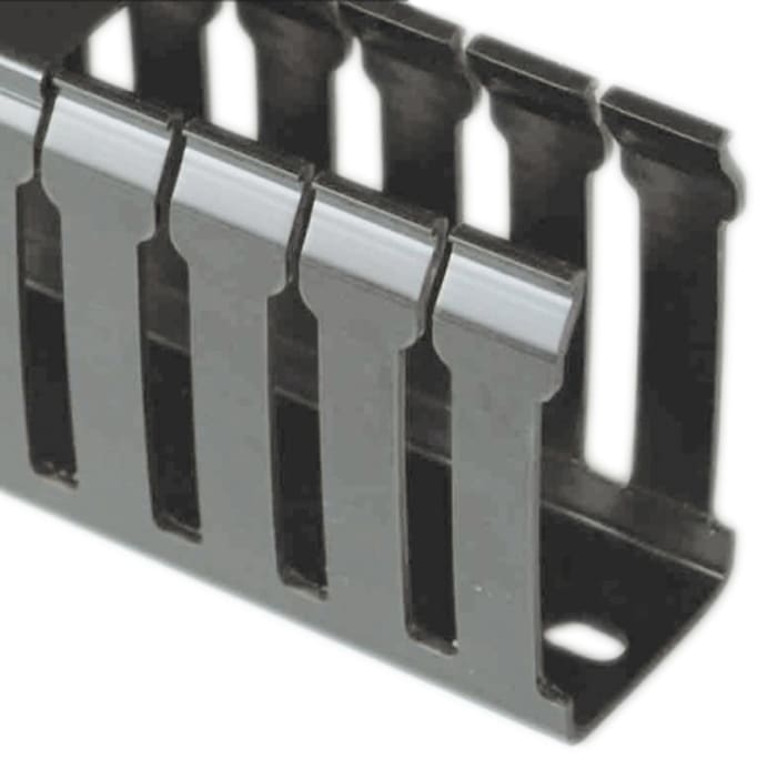Betaduct Black Slotted Panel Trunking - Open Slot, W50 mm x D50mm, L2m, Noryl