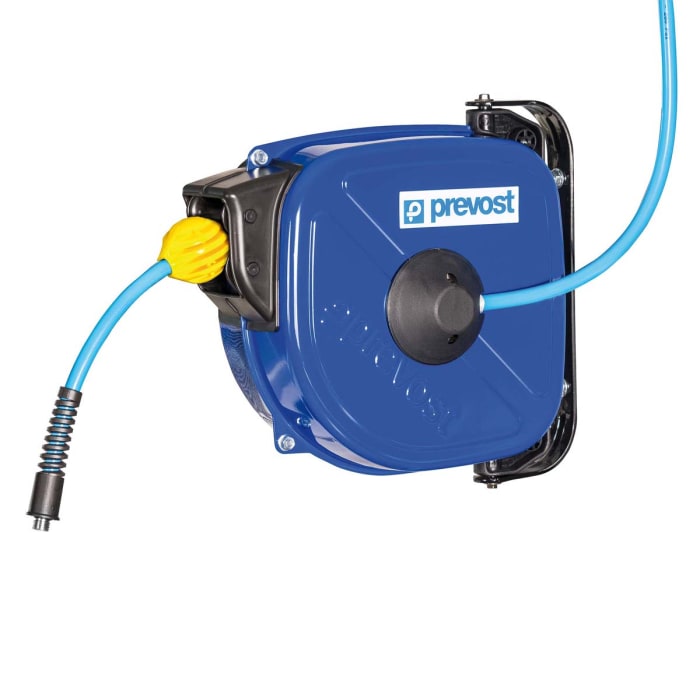 PREVOST Wall Mounted 12m Air Hose Reel, 8mm Inner Diameter, 12mm Outer Diameter, 500L/min Flow Rate