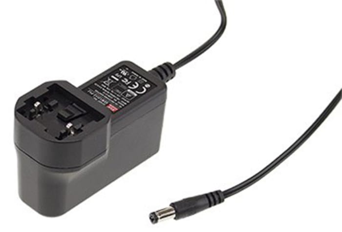 MEAN WELL 12W Plug-In AC/DC Adapter 5V dc Output, 2.4A Output