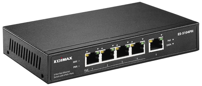 Edimax ES-5104PH, Unmanaged 5 Port Ethernet Switch With PoE