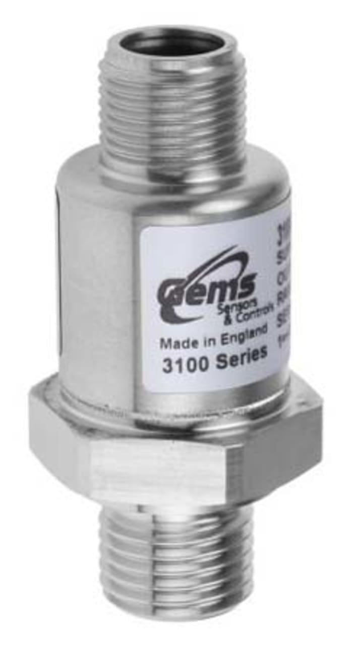 Gems Sensors 3100 Series Pressure Sensor, 0bar Min, 100bar Max, Analogue Output, Relative Reading