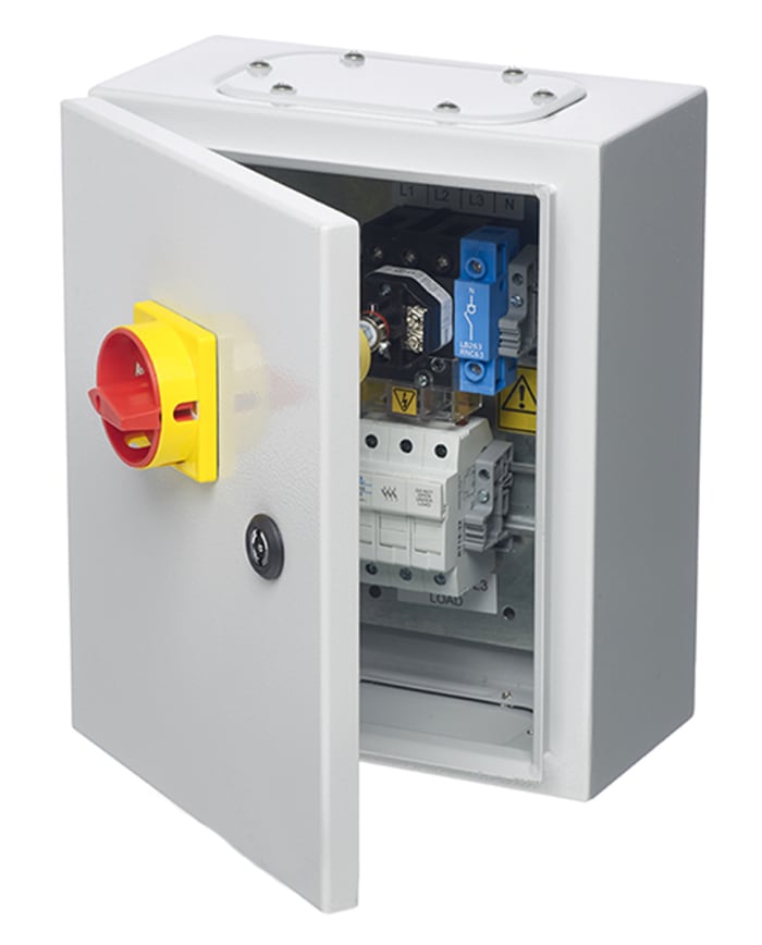 Acil Stop Şalteri, 3 Kutuplu, Panele Monte Montaj, 240 V'de 15 kW, 415 V'de 18,5 kW, 690 V'de 22 kW, 32 A