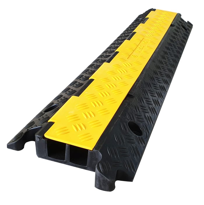 RS PRO, Pasacables de suelo, RS PRO, Negro/Amarillo 1000 x 35mm, 1000mm x  38 x 35mm x 250 mm Caucho, Termoplástico, 136-5423