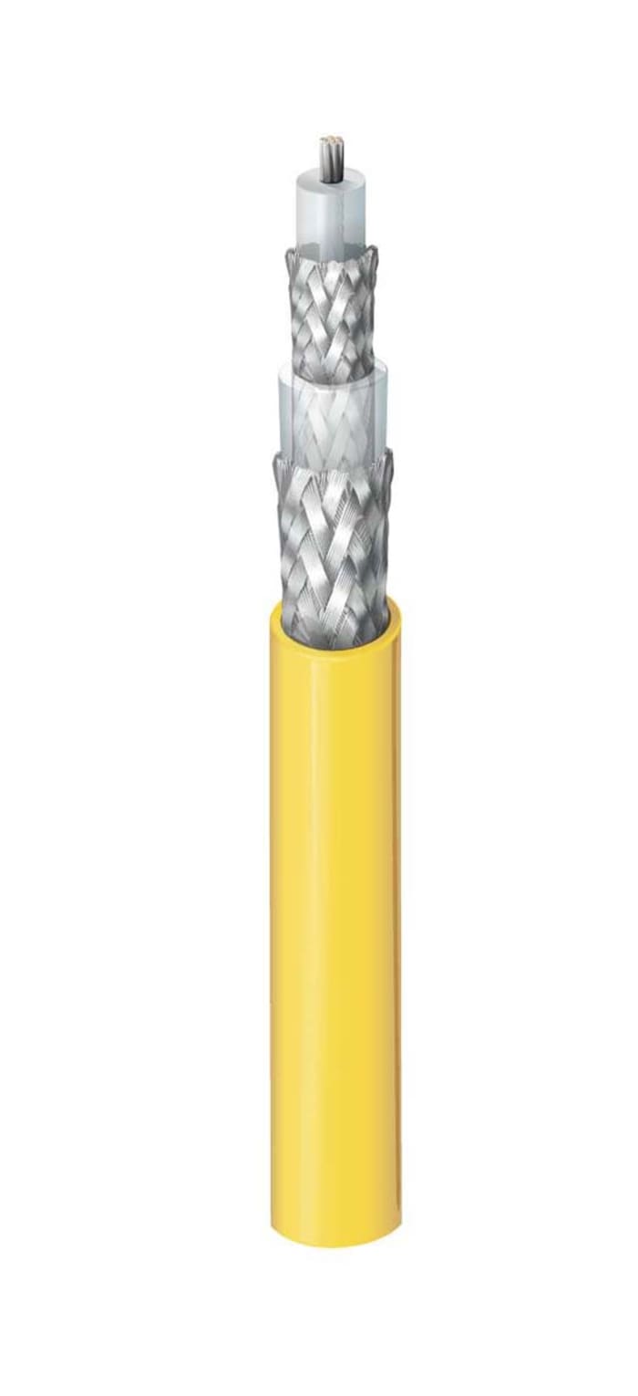 Belden, 9222 series Tinned Copper Braid Yellow Triax cable, 6.12mm OD 152m, 50 Ω impedance