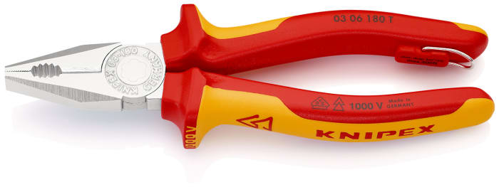 Knipex Combination Pliers, 180 mm Overall, Straight Tip, VDE/1000V