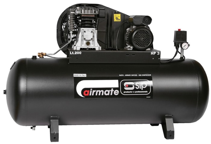 SIP 3HP 200 l Air Compressor, 10bar, 96kg