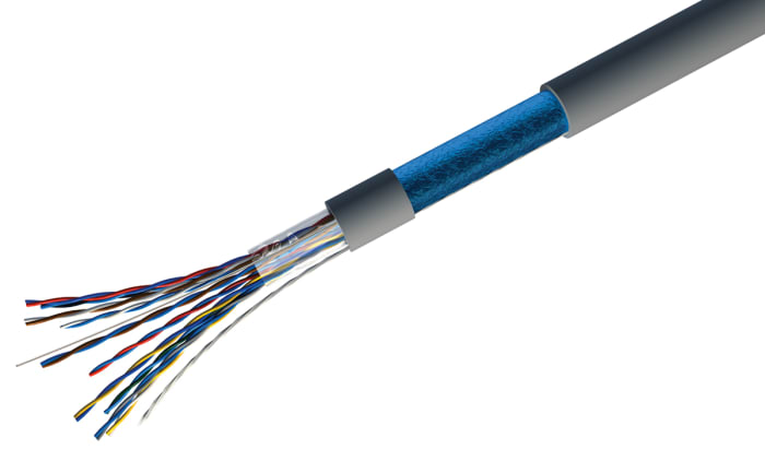 RS PRO 2 Core 24 AWG Telephone Cable, 1/0.51 mm, Grey Sheath, 100m