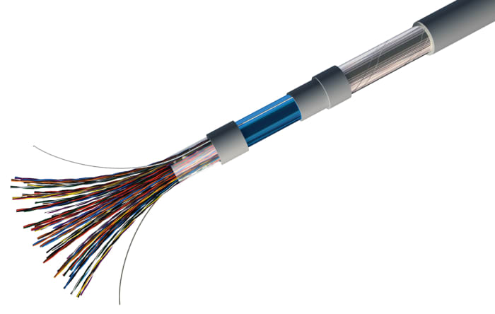 RS Pro Gri Telefon Kablosu, 20 AWG, Alev Geciktirici, Kendi kendine sönen, Al/PET, 300 V ac