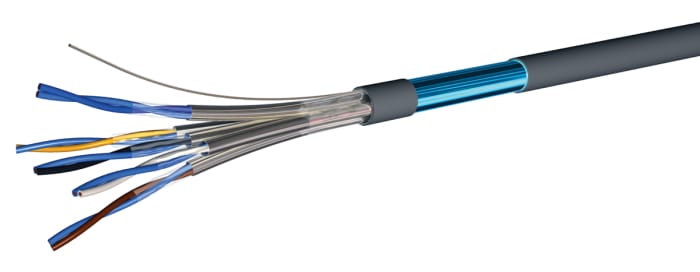 RS PRO 6 Core 20 AWG Telephone Cable, 1/0.81 mm, Grey Sheath, 100m