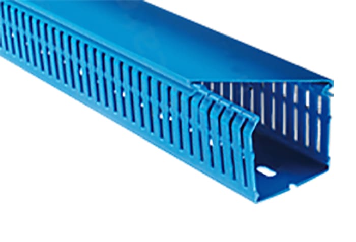 RS PRO Blue Slotted Panel Trunking - Open Slot, W40 mm x D60mm, L2m, PVC