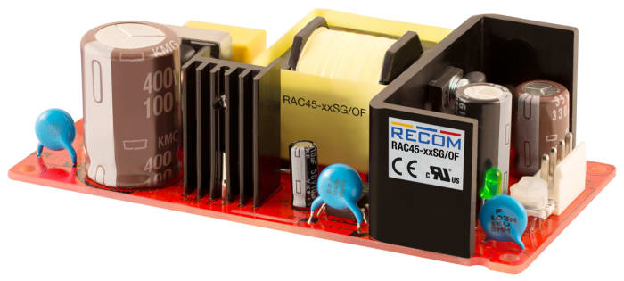Recom Embedded Switch Mode Power Supply SMPS, RAC45-24SG/OF, 24V dc, 1.9A, 48W, 1 Output, 90 → 264V ac Input