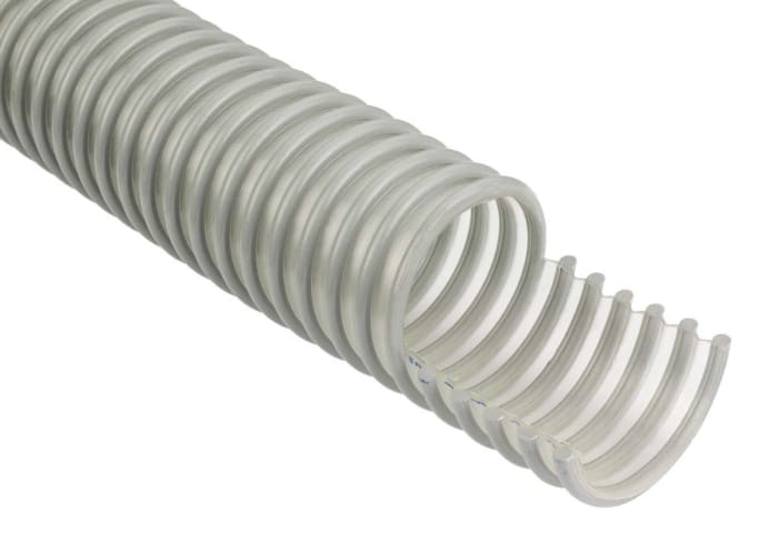 Conduit flexible RS PRO, PUR Transparent, gris, diamètre interne 32mm, renforcé
