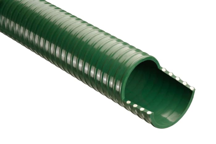 RS PRO PVC, Hose Pipe, 38mm ID, 47mm OD, Green, 10m