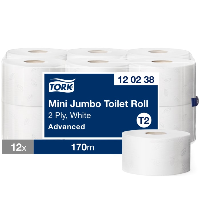 Role toaletního papíru, Bílá 12 ks 850 archů 2 vrstvy vrstva 170m Tork, sortiment: Tork Mini Jumbo Advanced Mini Jumbo