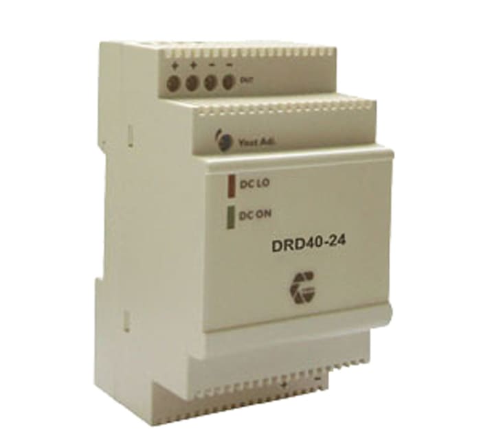 Chinfa DRD40 DC-DC Converter, 24V dc/ 1.7A Output, 10 → 32 V dc Input, 40W, DIN Rail Mount, +71°C Max Temp -40°C
