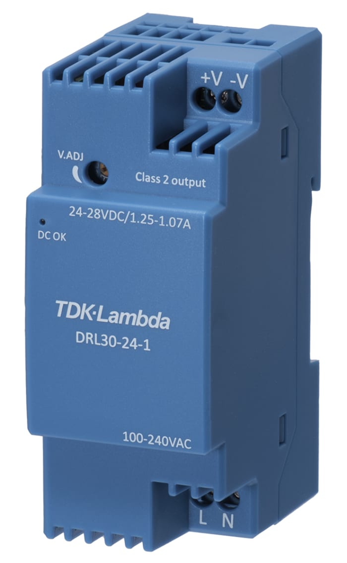 Fuente de alimentación de carril DIN TDK-Lambda, DRL-30, 1 salida 12V dc 2.1A 30W