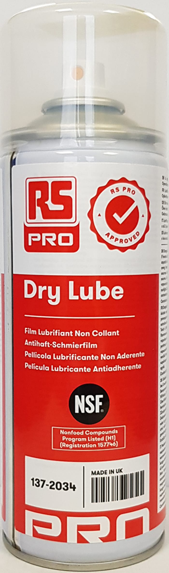 RS PRO RS PRO Dry lubricant Aerosol PTFE 400 ml,Food Safe 1372034