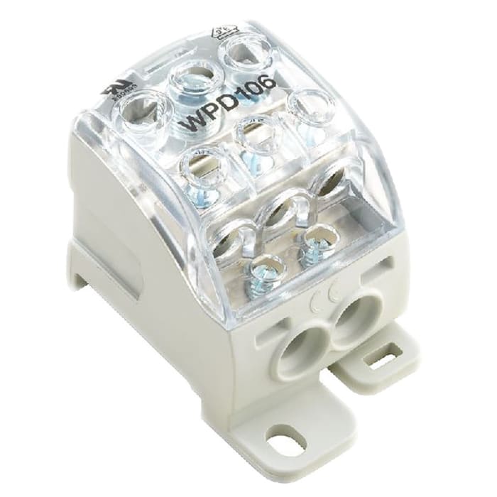 Weidmuller Distribution Block, 5 Way, 16 mm², 25 mm², 70 mm², 192A, 1 kV ac/dc, 600 V, Grey