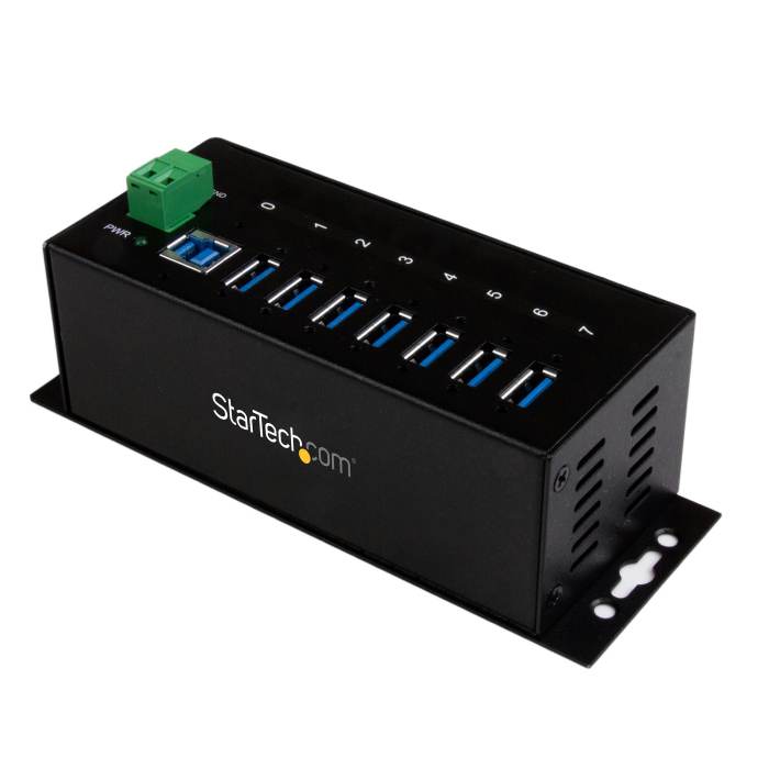 StarTech.com 7 Port USB 3.0 USB A Hub, Terminal Connector Powered, 145 x 54 x 45mm