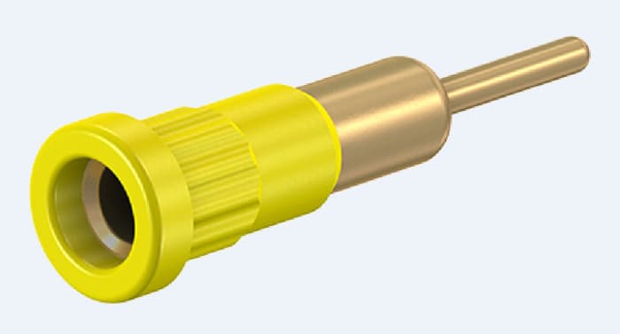 Staubli Yellow Female Banana Socket, 4 mm Connector, Press Fit Termination, 25A, 30 V, 60V dc, Gold Plating